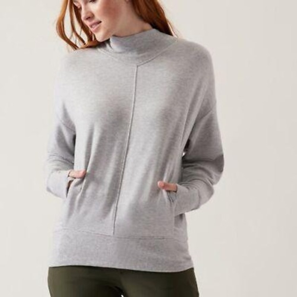 Athleta Apollo Crewneck Sweatshirt Women Large Grey Tencel Modal cozy